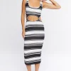 Striped Cutout Midi Dress