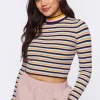 Striped Cutout Sweater-Knit Top