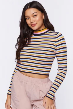 Striped Cutout Sweater-Knit Top