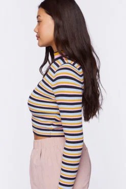 Striped Cutout Sweater-Knit Top