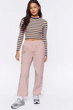 Striped Cutout Sweater-Knit Top
