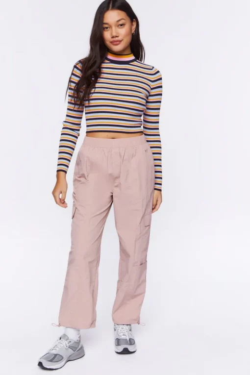 Striped Cutout Sweater-Knit Top