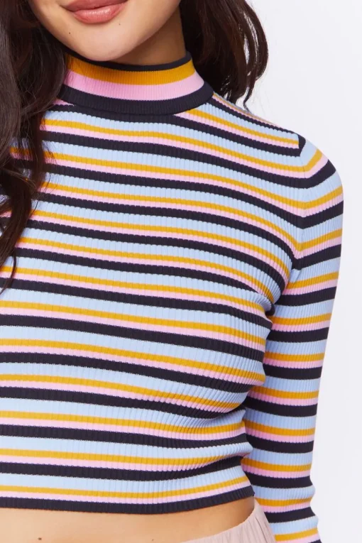 Striped Cutout Sweater-Knit Top