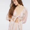 Striped Cutout Tie-Front Romper