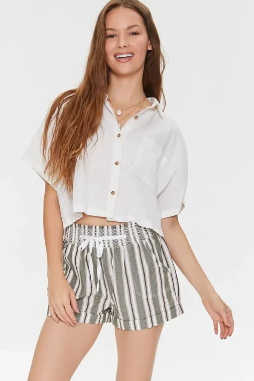 Striped Drawstring Shorts