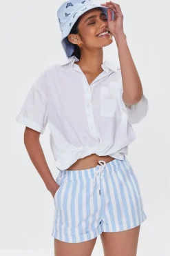 Striped Drawstring Twill Shorts