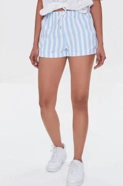 Striped Drawstring Twill Shorts