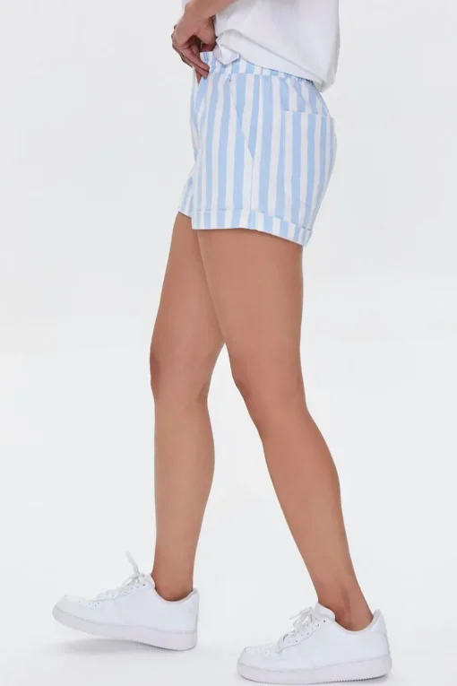 Striped Drawstring Twill Shorts