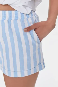 Striped Drawstring Twill Shorts