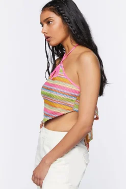 Striped Halter Crop Top