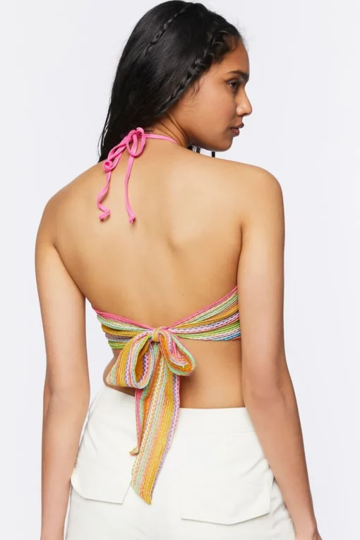 Striped Halter Crop Top