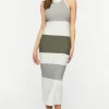 Striped Halter Midi Dress