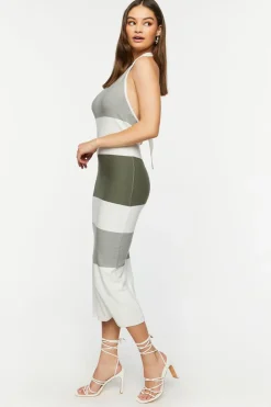 Striped Halter Midi Dress