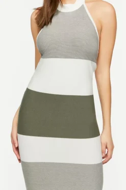 Striped Halter Midi Dress
