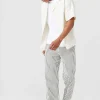 Striped Linen-Blend Pants