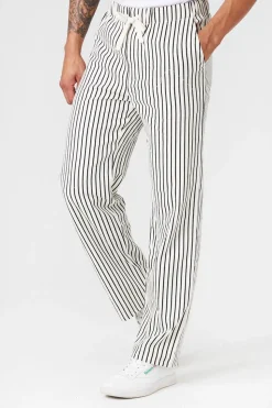 Striped Linen-Blend Pants