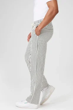 Striped Linen-Blend Pants