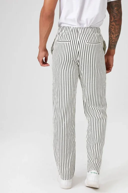 Striped Linen-Blend Pants