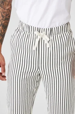 Striped Linen-Blend Pants
