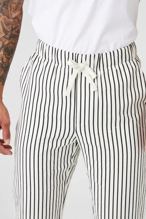 Striped Linen-Blend Pants