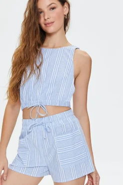 Striped Linen-Blend Shorts