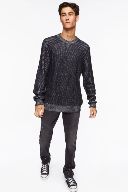 Striped Marled Knit Sweater