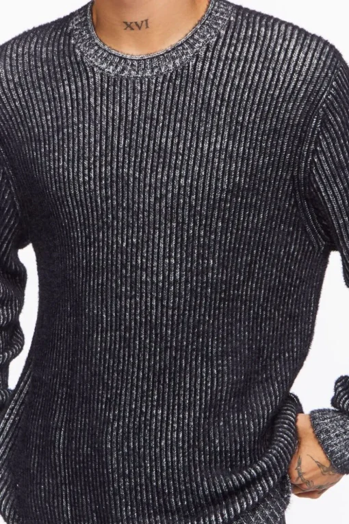 Striped Marled Knit Sweater