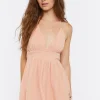 Striped Open-Back Halter Mini Dress