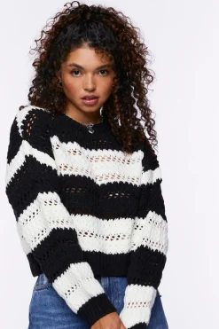 Striped Open-Knit Sweater