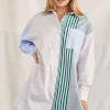 Striped Patternblock Shirt Dress