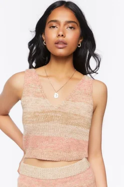 Striped Sweater-Knit Crop Top