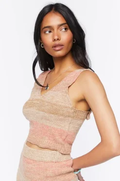 Striped Sweater-Knit Crop Top