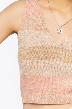 Striped Sweater-Knit Crop Top