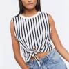 Striped Tie-Hem Crop Top