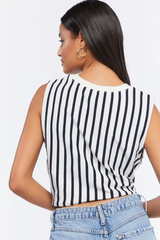 Striped Tie-Hem Crop Top