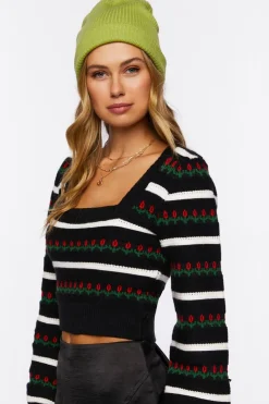 Striped Tulip Print Sweater