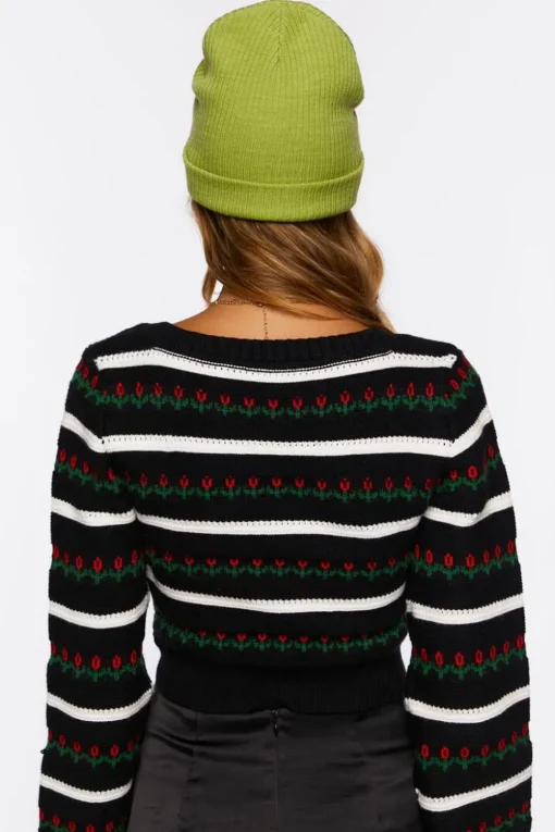 Striped Tulip Print Sweater