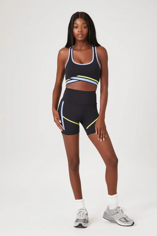 Striped Tulip-Hem Sports Bra