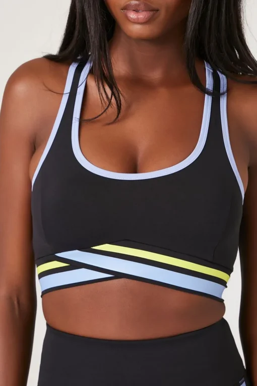 Striped Tulip-Hem Sports Bra