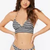 Striped Twisted High-Leg Bikini Bottoms