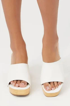 Studded Faux Leather Clog Heels