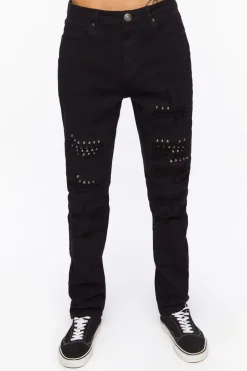 Studded Slim-Fit Jeans
