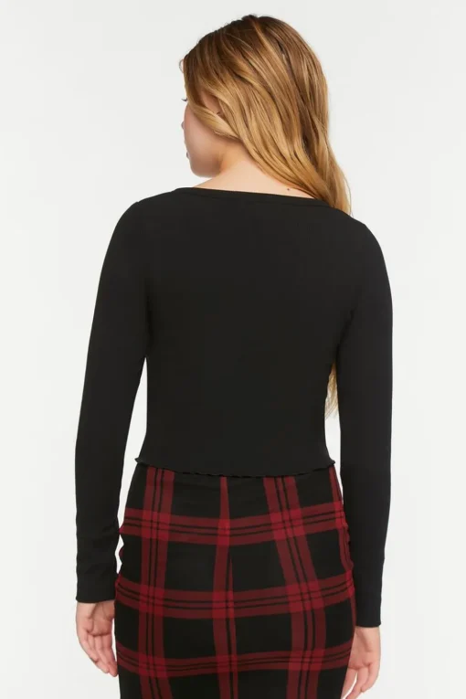 Studded Split-Front Crop Top
