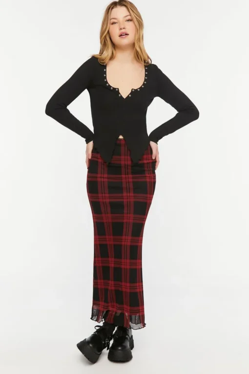 Studded Split-Front Crop Top
