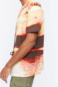 Sunset Graphic Cuban Collar Shirt