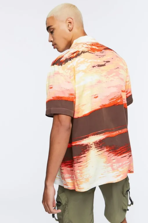 Sunset Graphic Cuban Collar Shirt