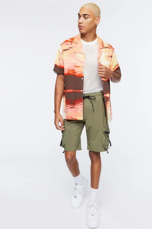 Sunset Graphic Cuban Collar Shirt