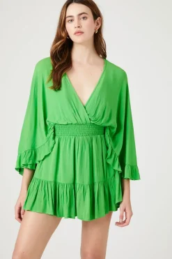 Surplice Angel-Sleeve Romper