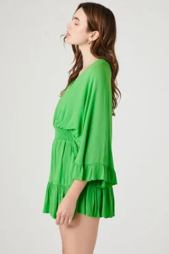 Surplice Angel-Sleeve Romper