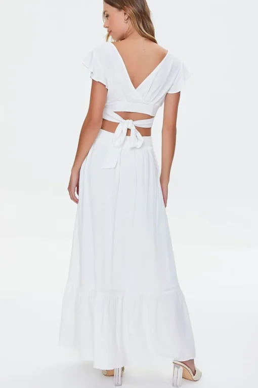 Surplice Crop Top & Skirt Set
